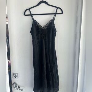 Black vintage 70s lace slip